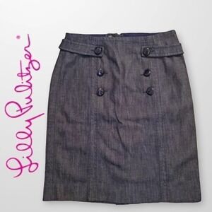 LILLY Pulitzer A-Line Denim Skirt With Button Details On The Front Size 0